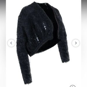 Anthropologie Knitted & Knotted Fuzzy Sequin Cardigan | small